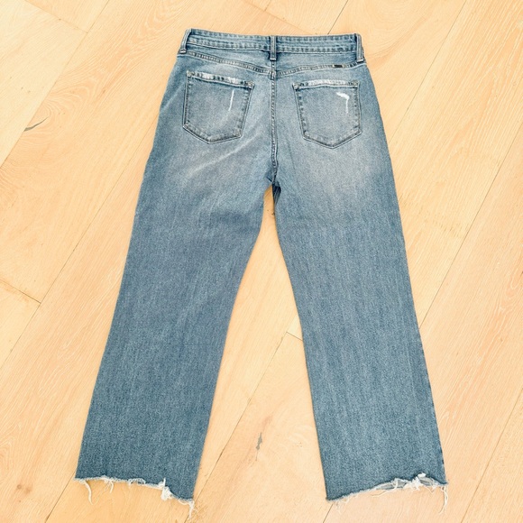 KanCan Boho Babe High Rise Slim Wide Leg Jeans Blue Wash Distressed Women's 29 - Picture 5 of 12